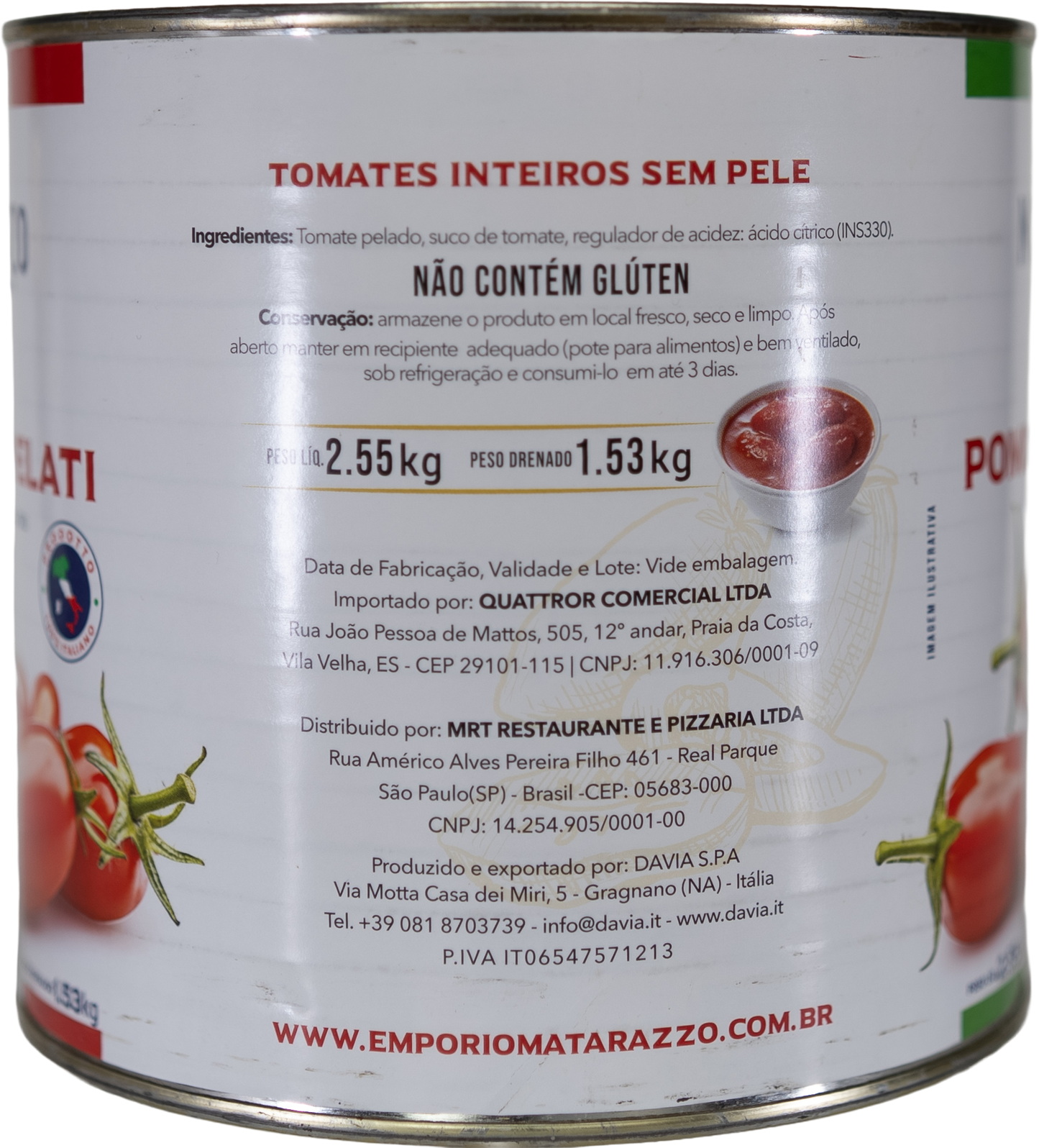 Molho de tomate Pelati lata 2.55kg